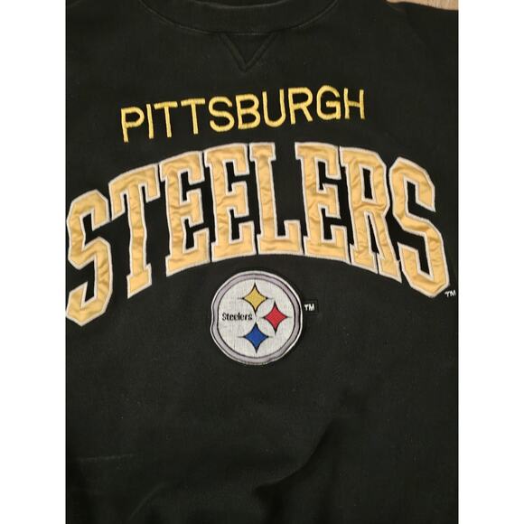 Vintage Logo Athletic Embroidered Pittsburgh Steelers NFL Sweatshirt Large Black - Picture 2 of 9